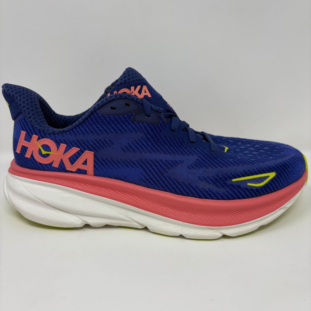 Hoka Clifton 9 Womens Size 9 Blue Red White Running Shoes (1127896 EVN)